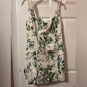 Abercrombie & Fitch Floral Green and White Women's Mini Petite Dress